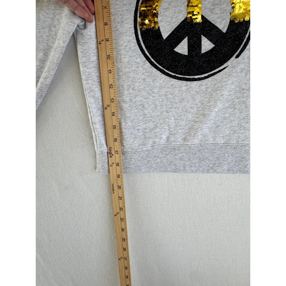 Justice Girls Gray Peace‎ Sign Sequin Sweatshirt Size 10